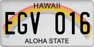 HI license plate EGV016