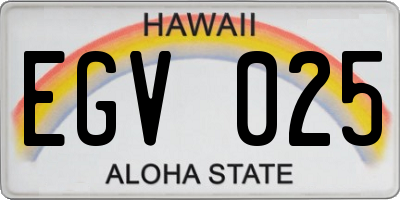 HI license plate EGV025