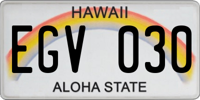 HI license plate EGV030