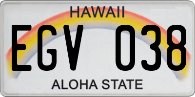 HI license plate EGV038