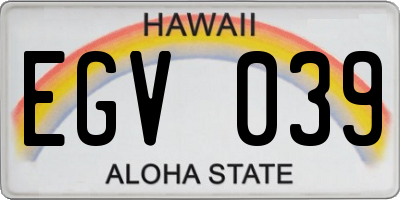 HI license plate EGV039