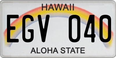 HI license plate EGV040