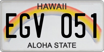 HI license plate EGV051