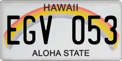 HI license plate EGV053
