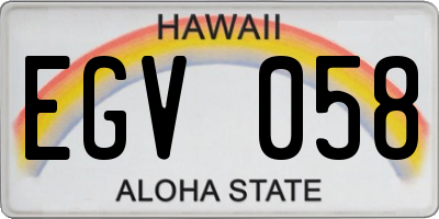 HI license plate EGV058