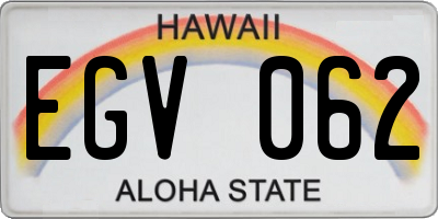 HI license plate EGV062