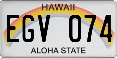 HI license plate EGV074