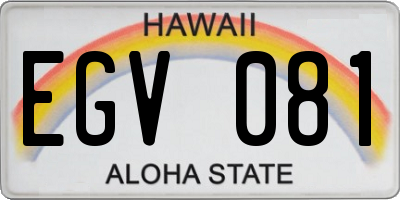 HI license plate EGV081