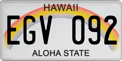 HI license plate EGV092