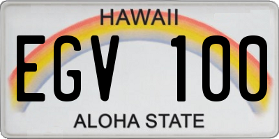 HI license plate EGV100