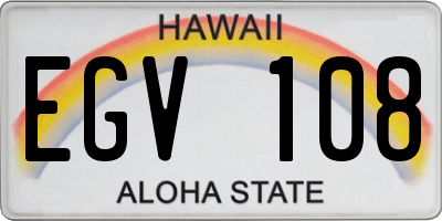 HI license plate EGV108