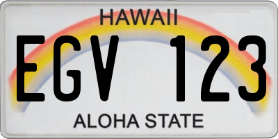 HI license plate EGV123