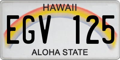 HI license plate EGV125