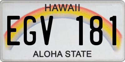 HI license plate EGV181