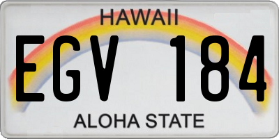 HI license plate EGV184