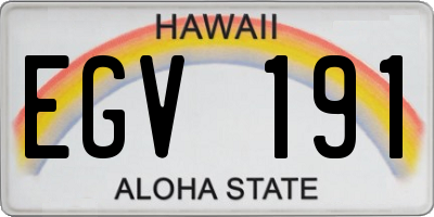 HI license plate EGV191