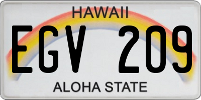 HI license plate EGV209