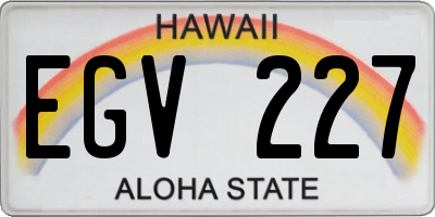 HI license plate EGV227