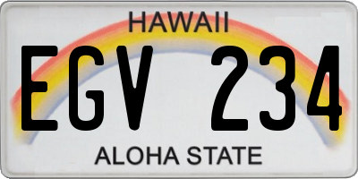 HI license plate EGV234
