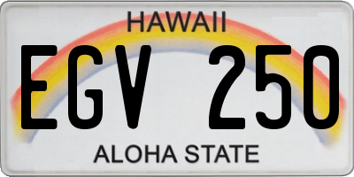 HI license plate EGV250