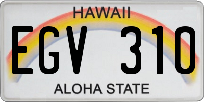 HI license plate EGV310