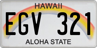 HI license plate EGV321