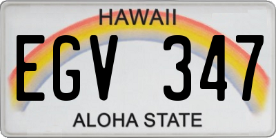 HI license plate EGV347