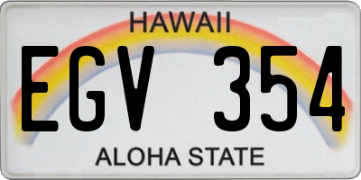 HI license plate EGV354