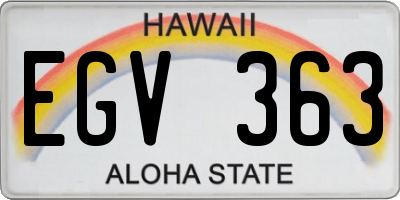 HI license plate EGV363