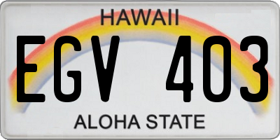 HI license plate EGV403