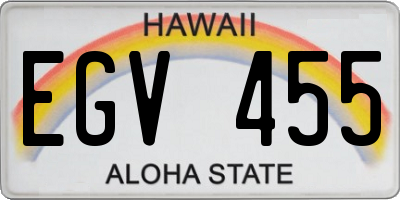 HI license plate EGV455