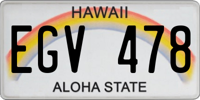 HI license plate EGV478