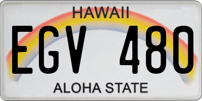 HI license plate EGV480