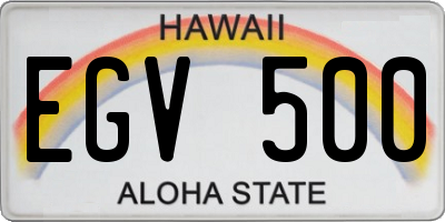 HI license plate EGV500