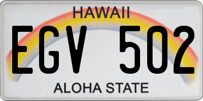 HI license plate EGV502