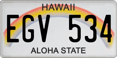 HI license plate EGV534