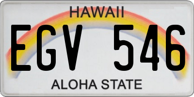 HI license plate EGV546
