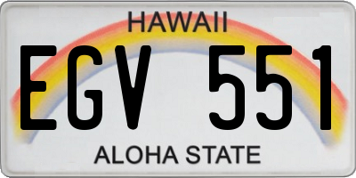 HI license plate EGV551
