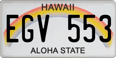 HI license plate EGV553