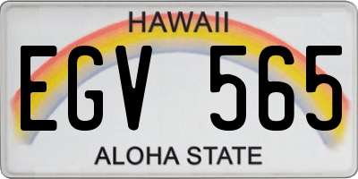 HI license plate EGV565