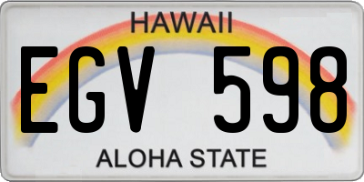 HI license plate EGV598