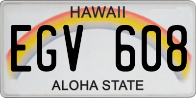 HI license plate EGV608