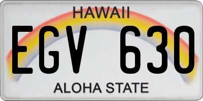 HI license plate EGV630