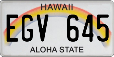 HI license plate EGV645
