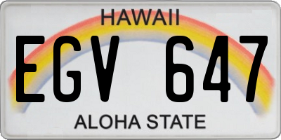 HI license plate EGV647