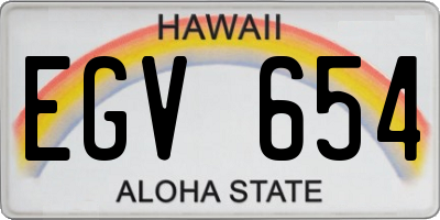 HI license plate EGV654
