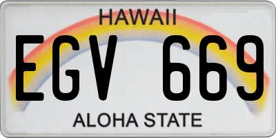 HI license plate EGV669