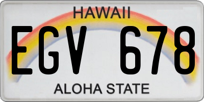 HI license plate EGV678