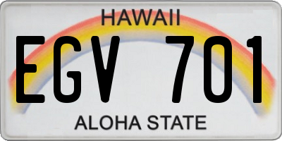 HI license plate EGV701