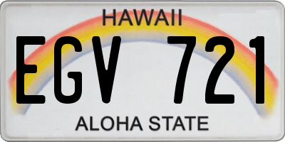 HI license plate EGV721